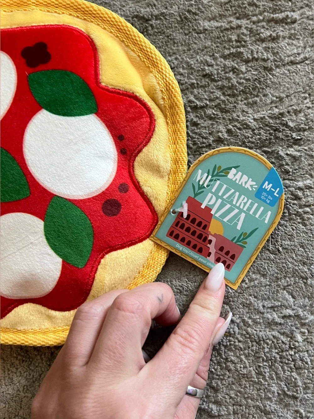 Bark Muttzarella Pizza Dog Toy NWT